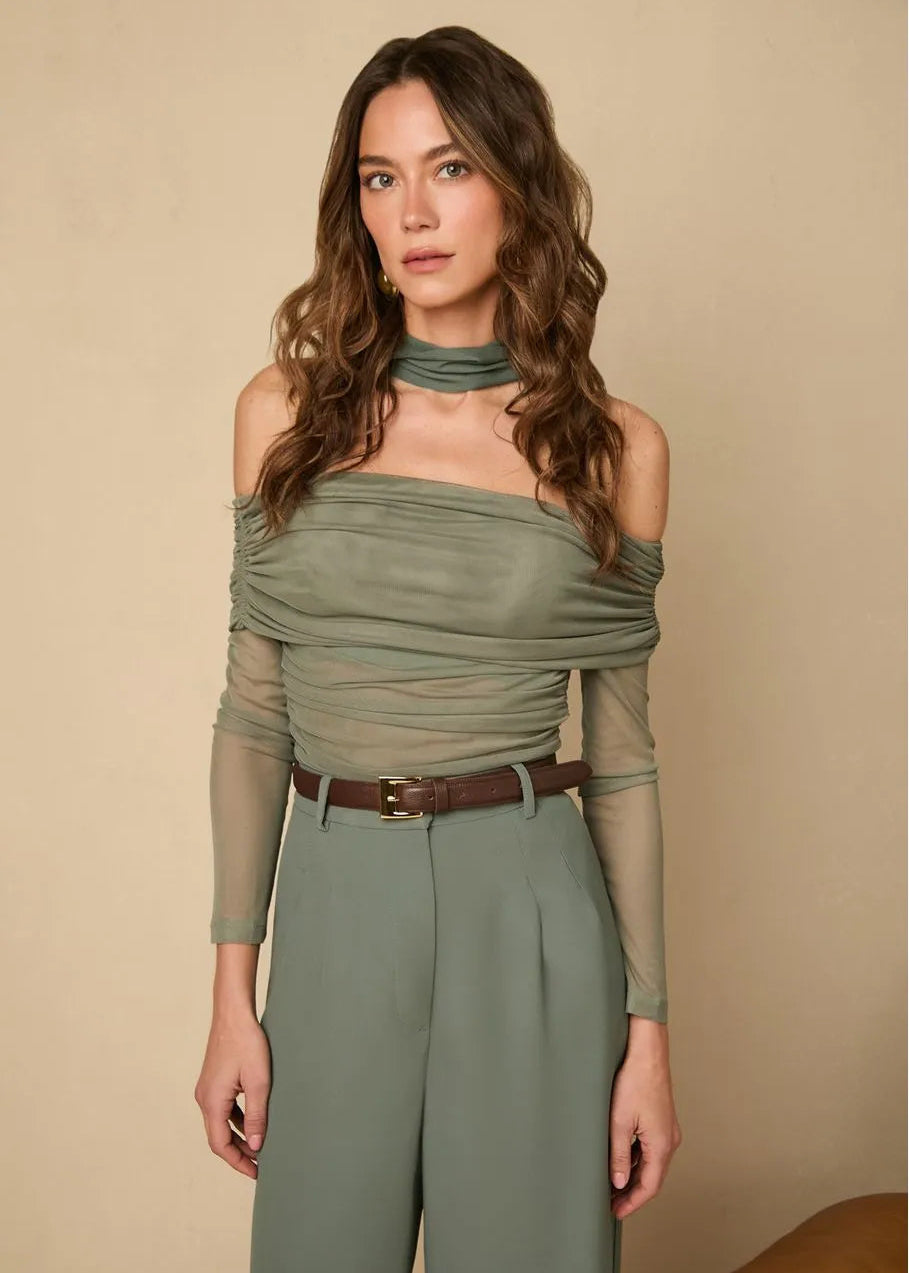 Green strapless Blouse