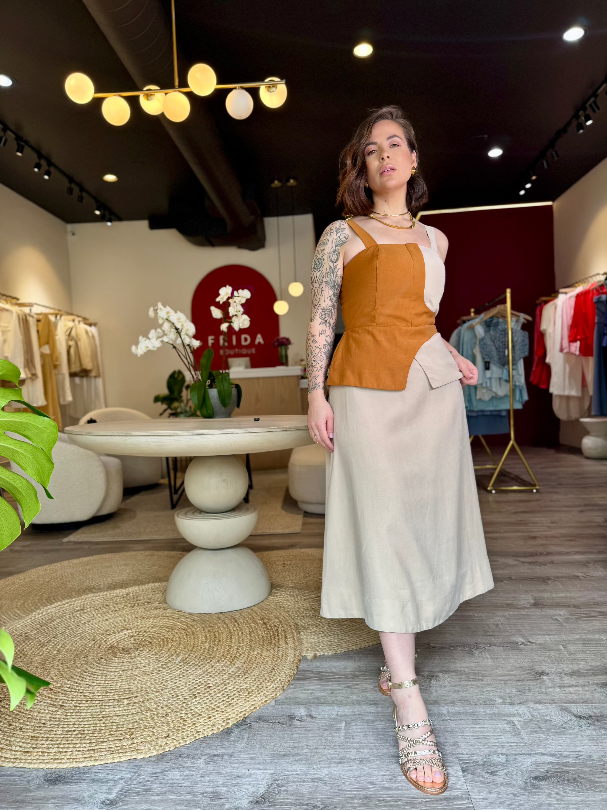 Two Tone Midi Dress