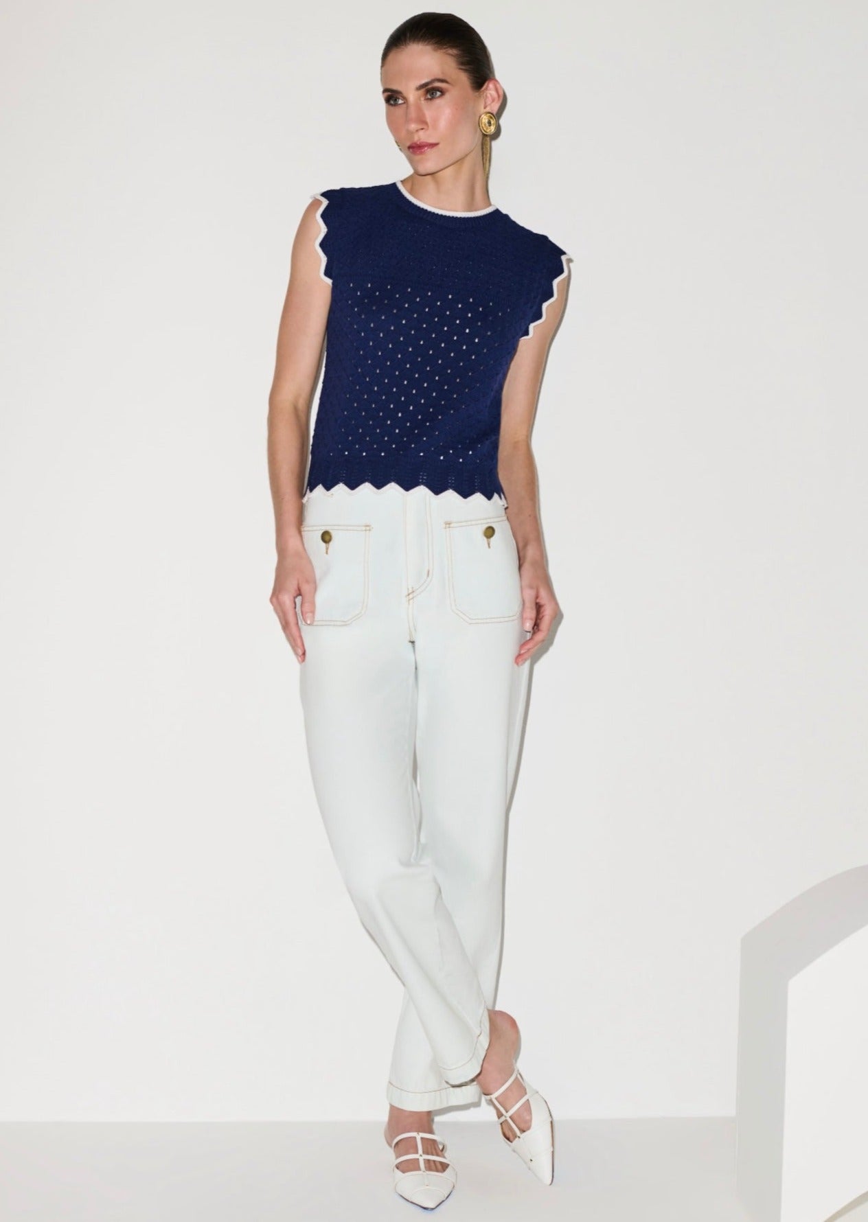 White Denim Straight Pants