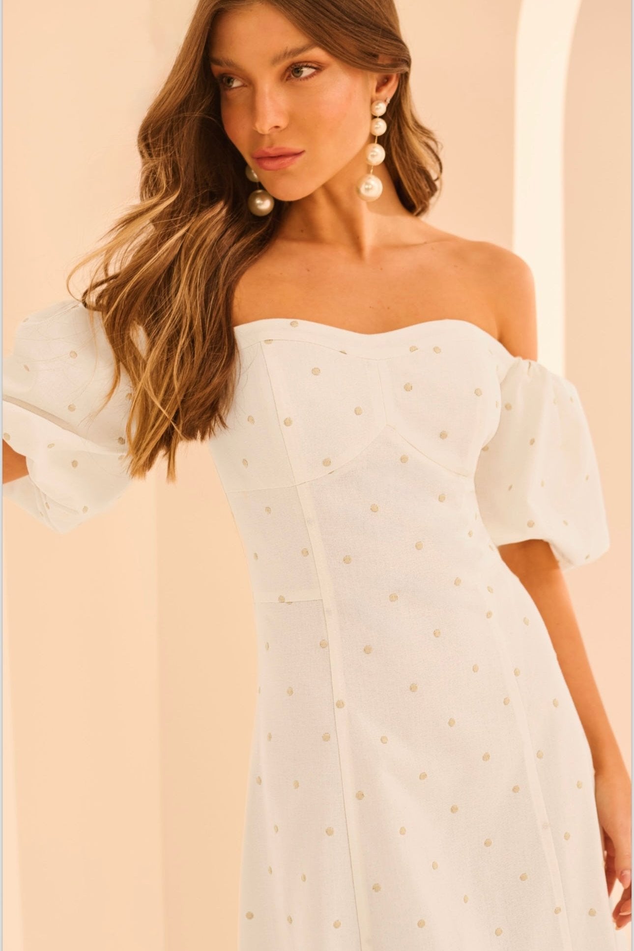 Off Shoulder Polka-Dot Dress