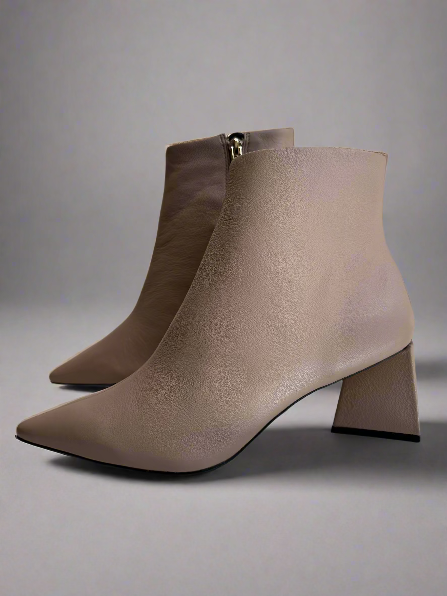 Sand Genuine Leather Texture Boots