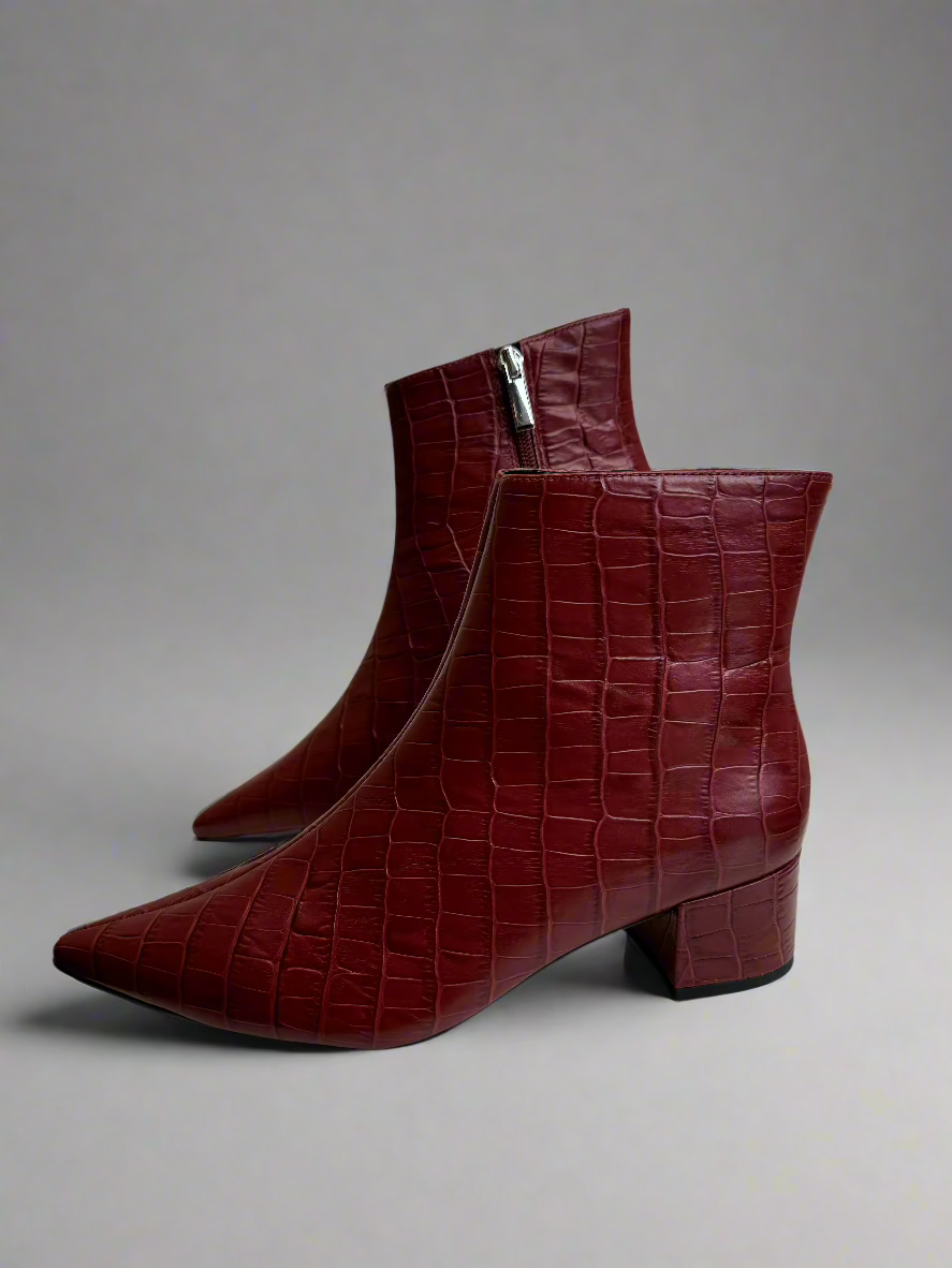 Red Genuine Leather Texture Boots