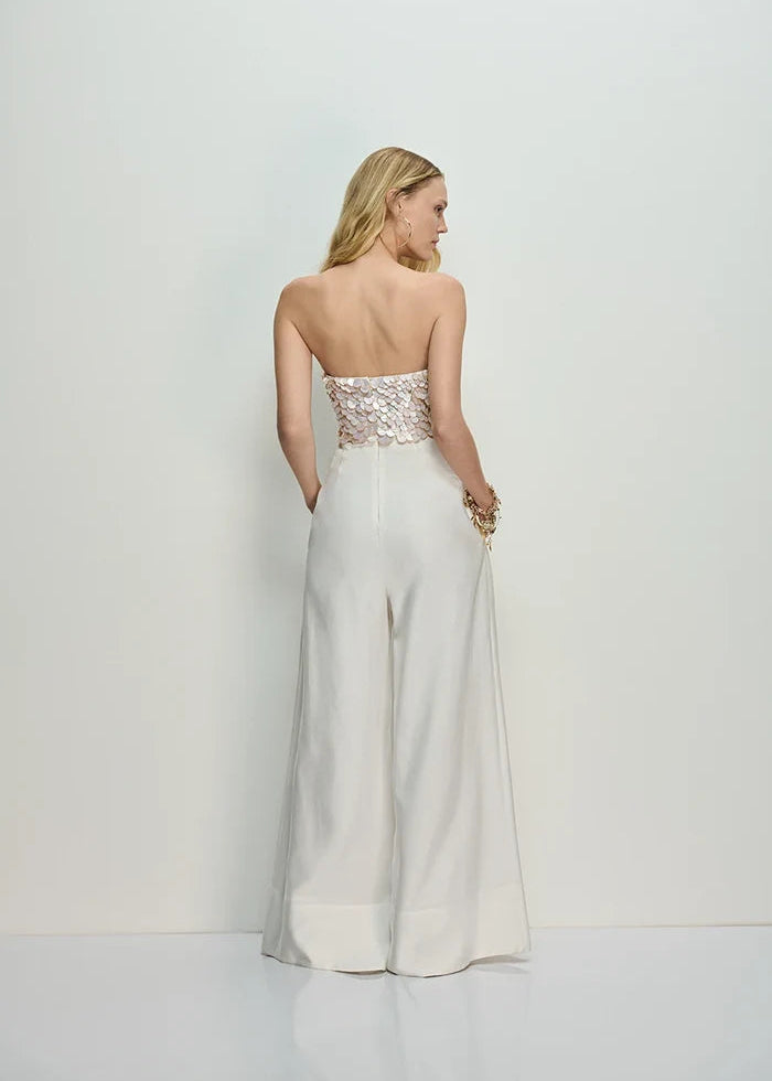 Jumpsuit pearl embroidery