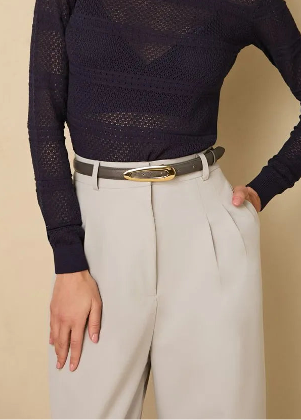 Light Grey Tailored Pants with straight silhouette