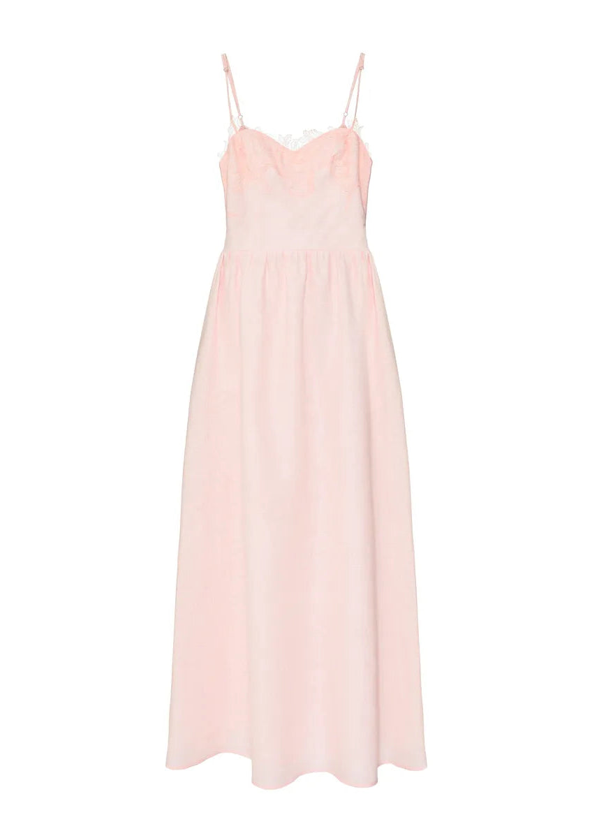 Pink slip dress on a white background