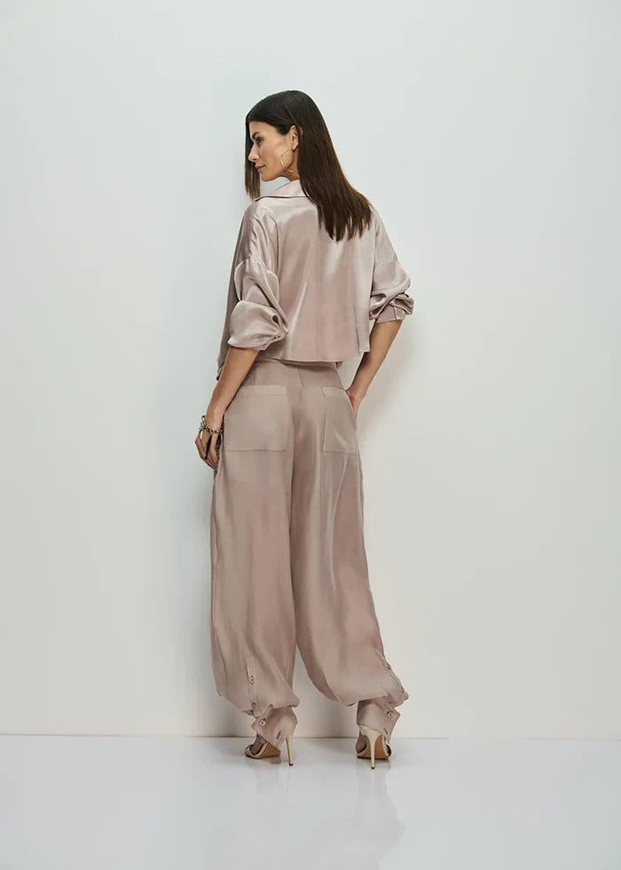 Light taupe pintuck aladdin pants