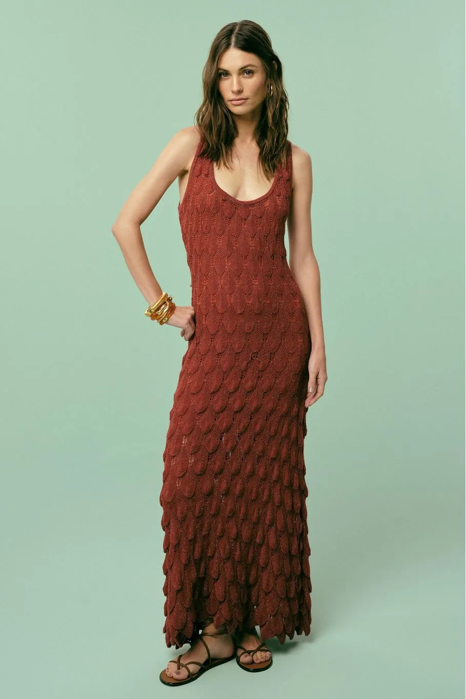 Long Burgundy Knit Dress & Texture