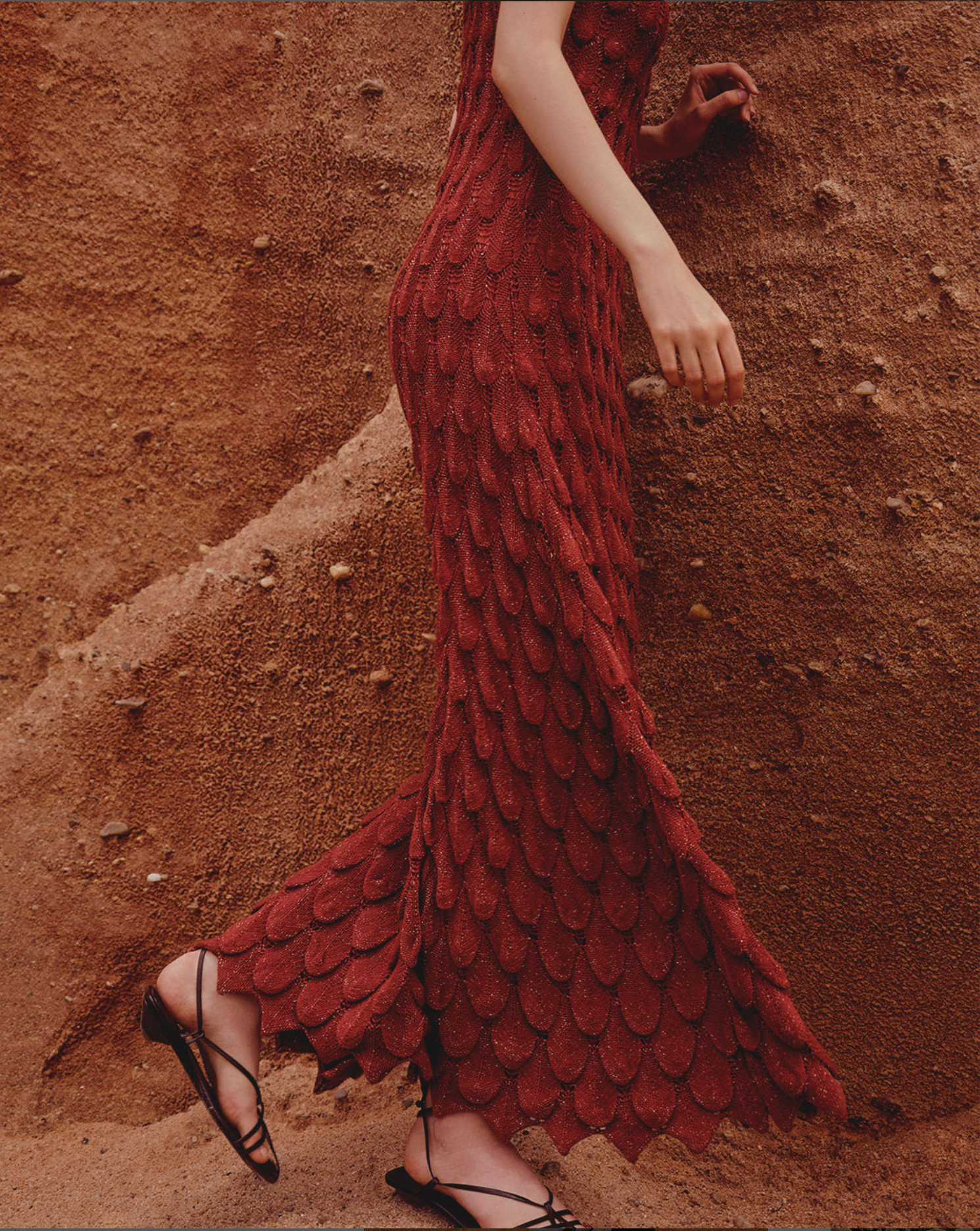 Long Burgundy Knit Dress & Texture