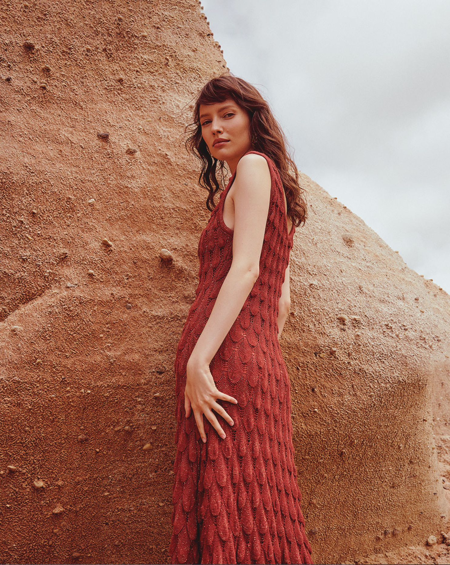 Long Burgundy Knit Dress & Texture