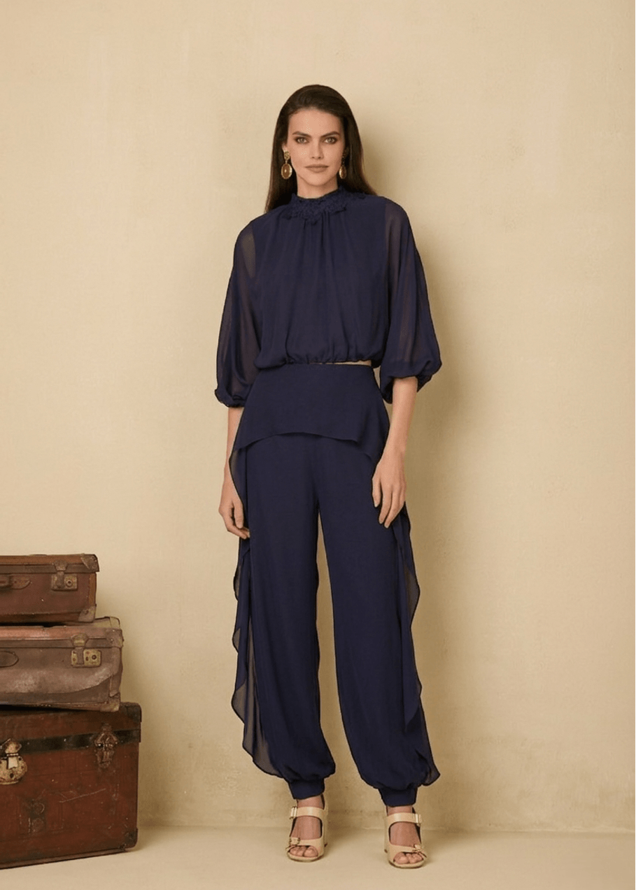Navy Blue Tailored Trousers