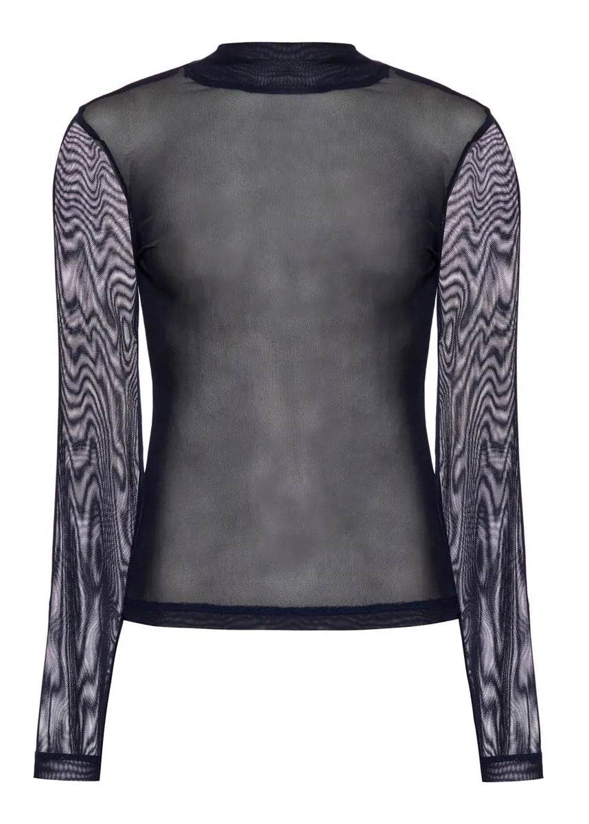 Navy Blue Tulle Blouse