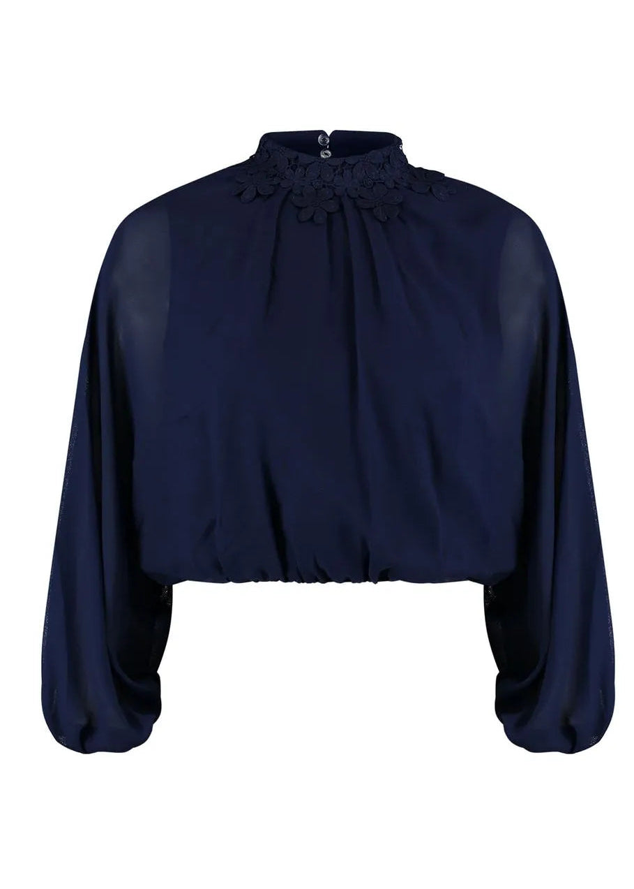 Navy Blue TurtleNeck Blouse