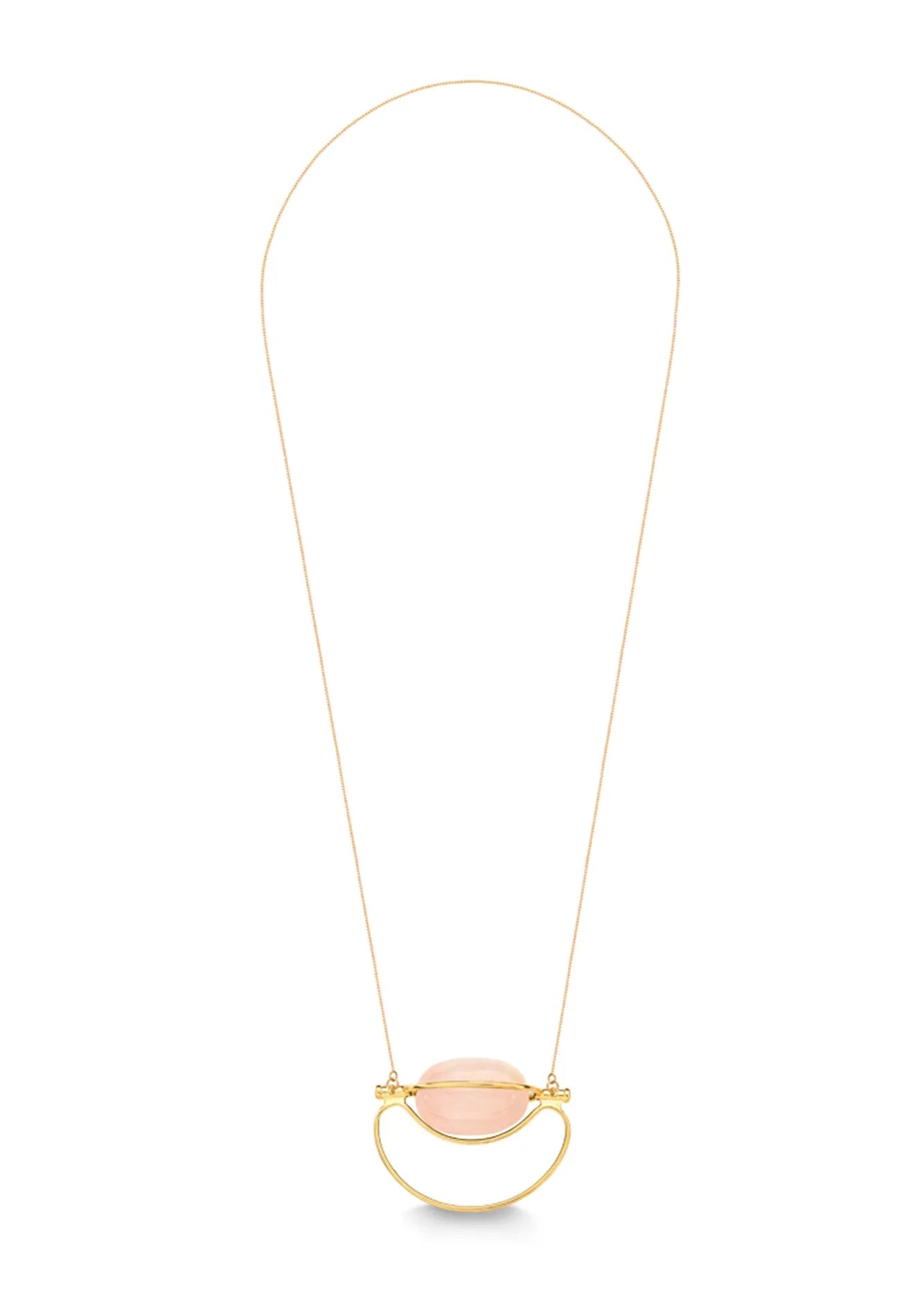 Necklace with a pink pendant on a white background