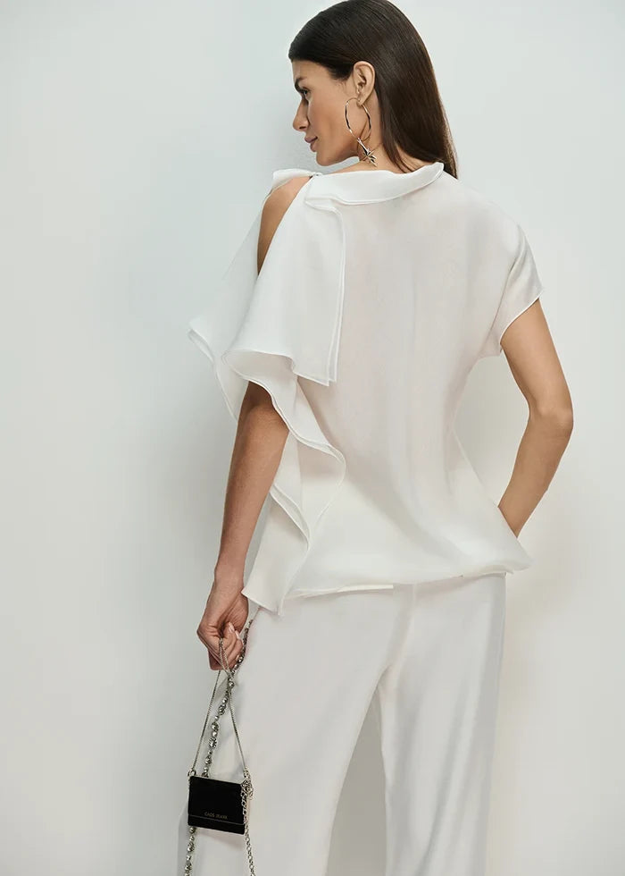 Off-white asymmetric organza blouse