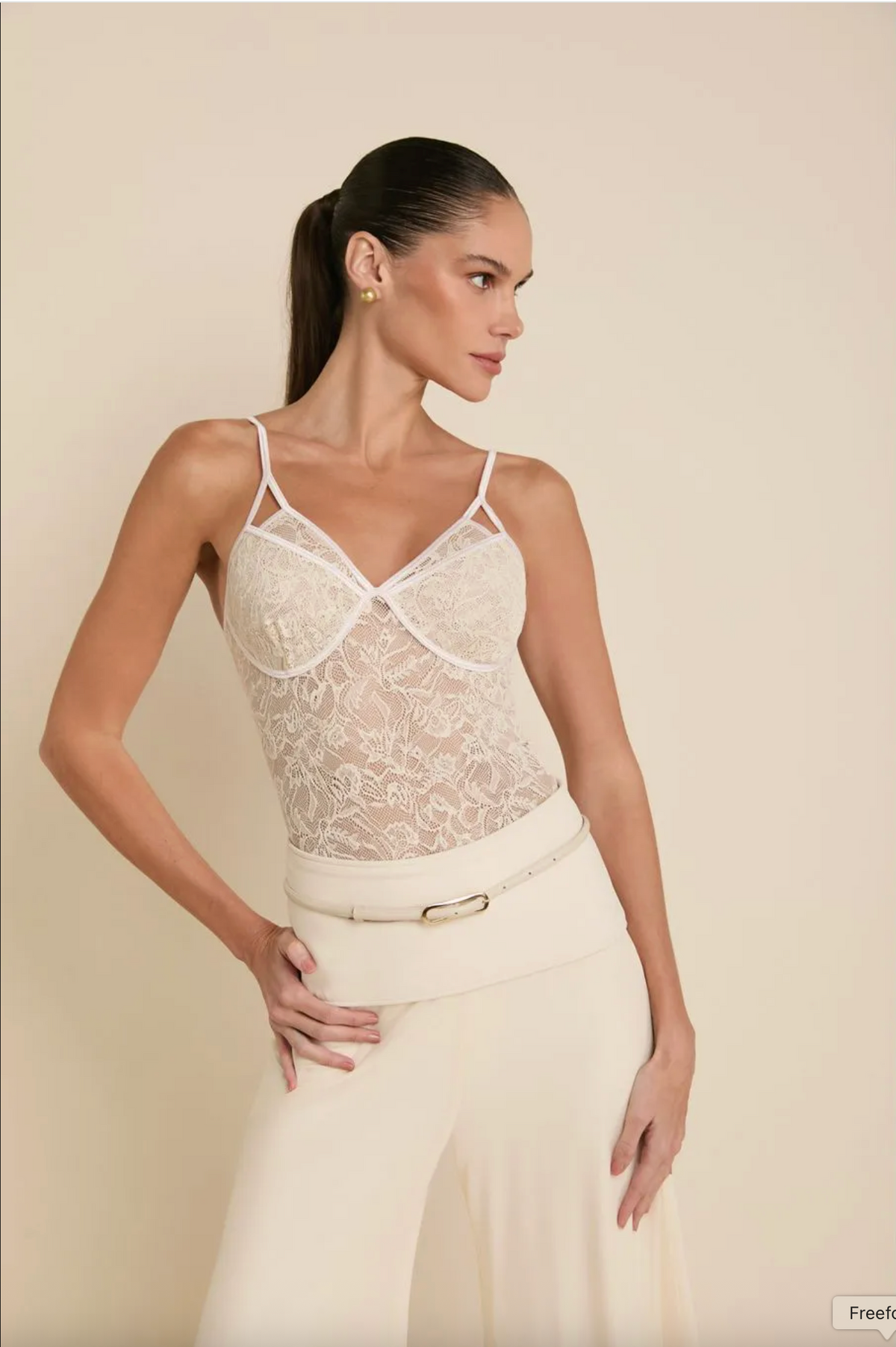Off-white lace bodysuit