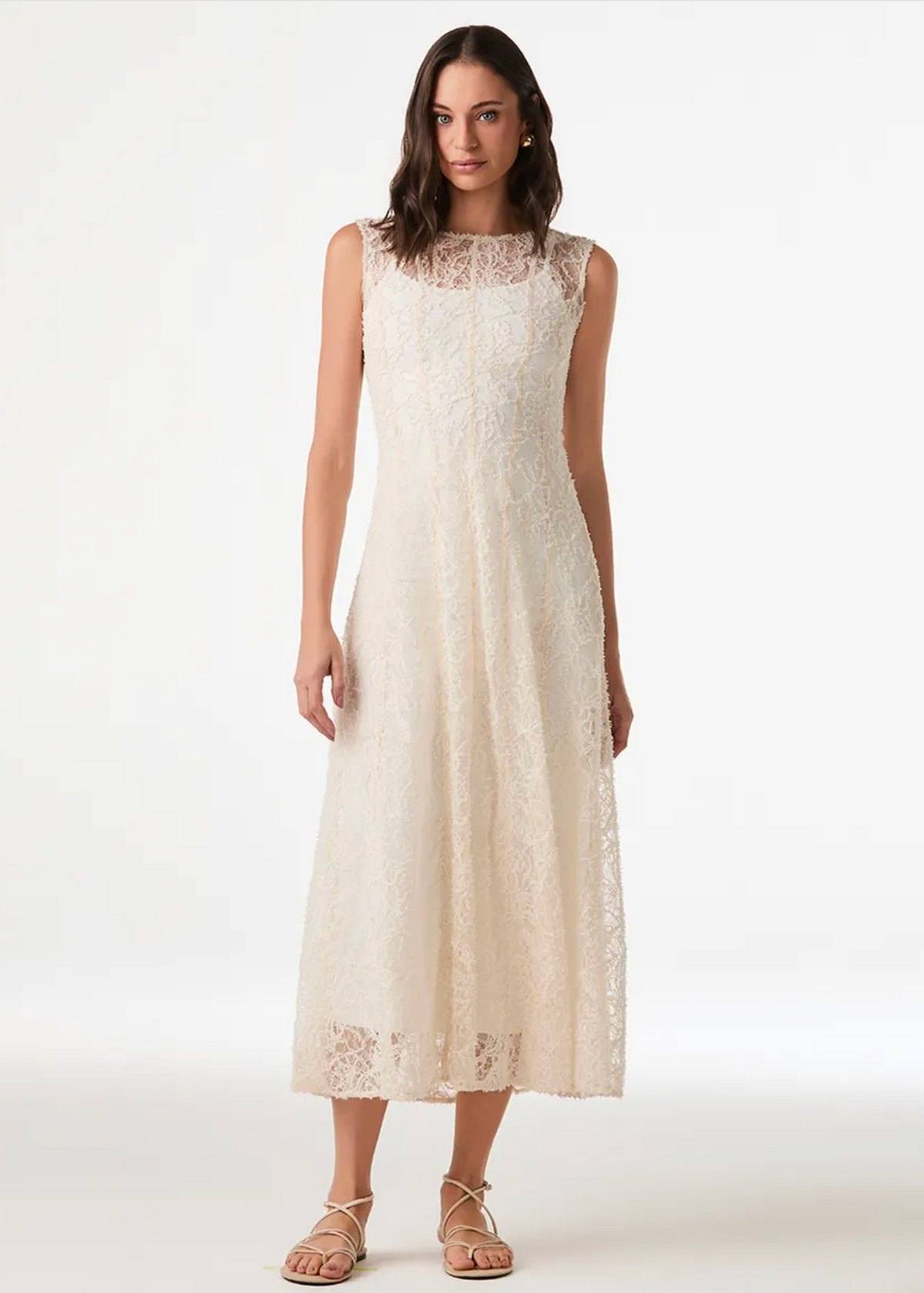 Off-white lace midi dress