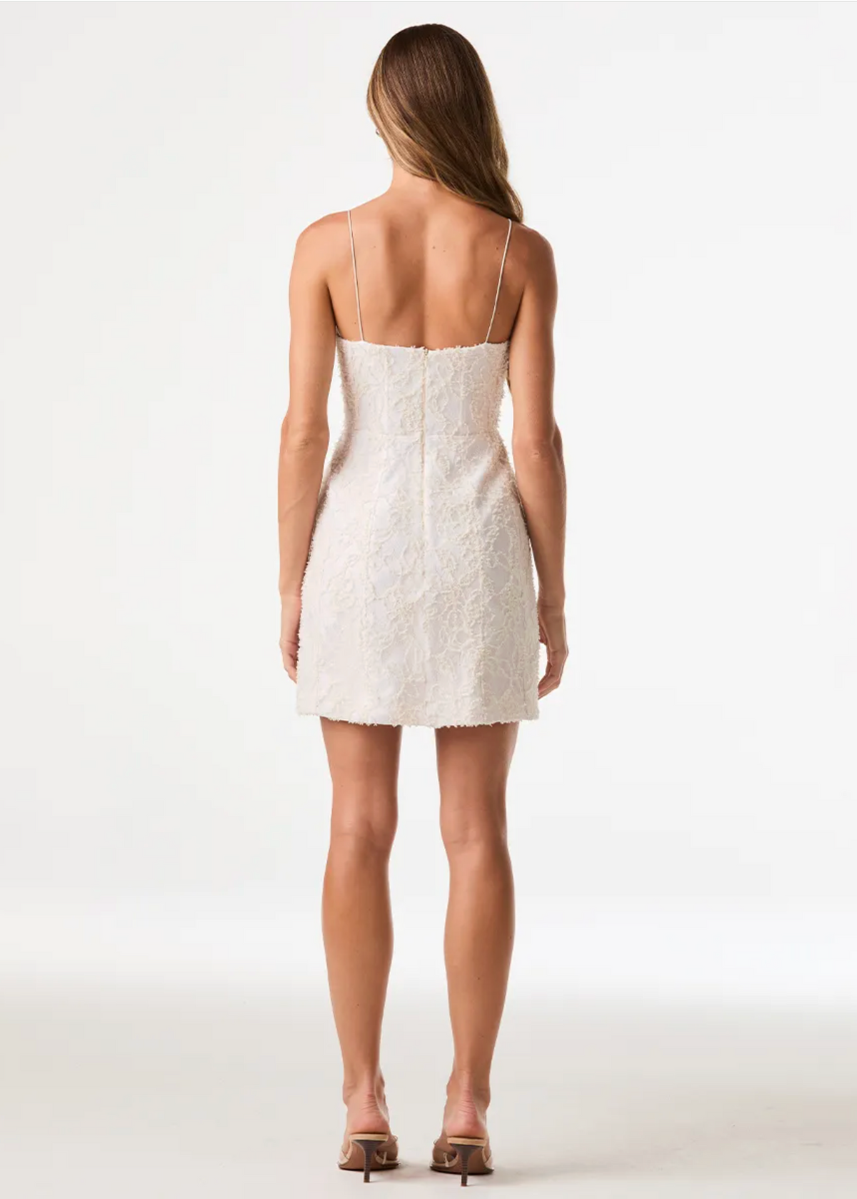 Off-white lace mini dress