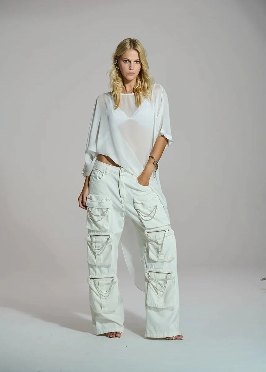 Off-white asymmetric tunic