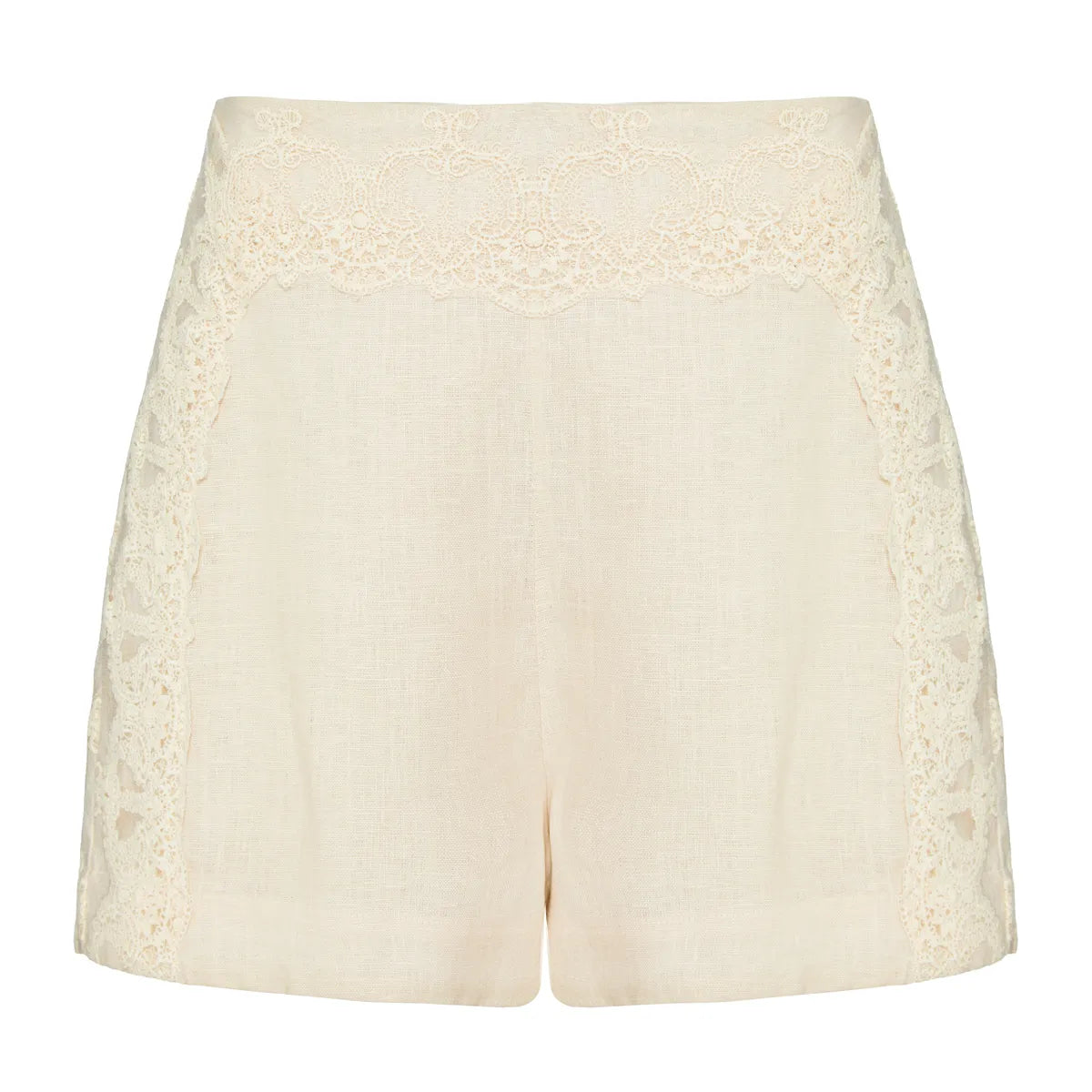 White lace shorts on a white background