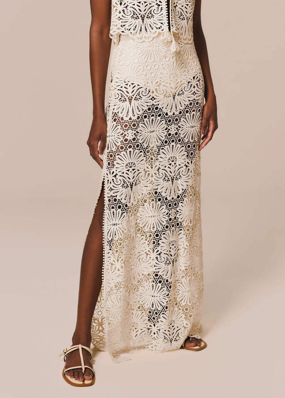 Off White Long Skirt with Slit