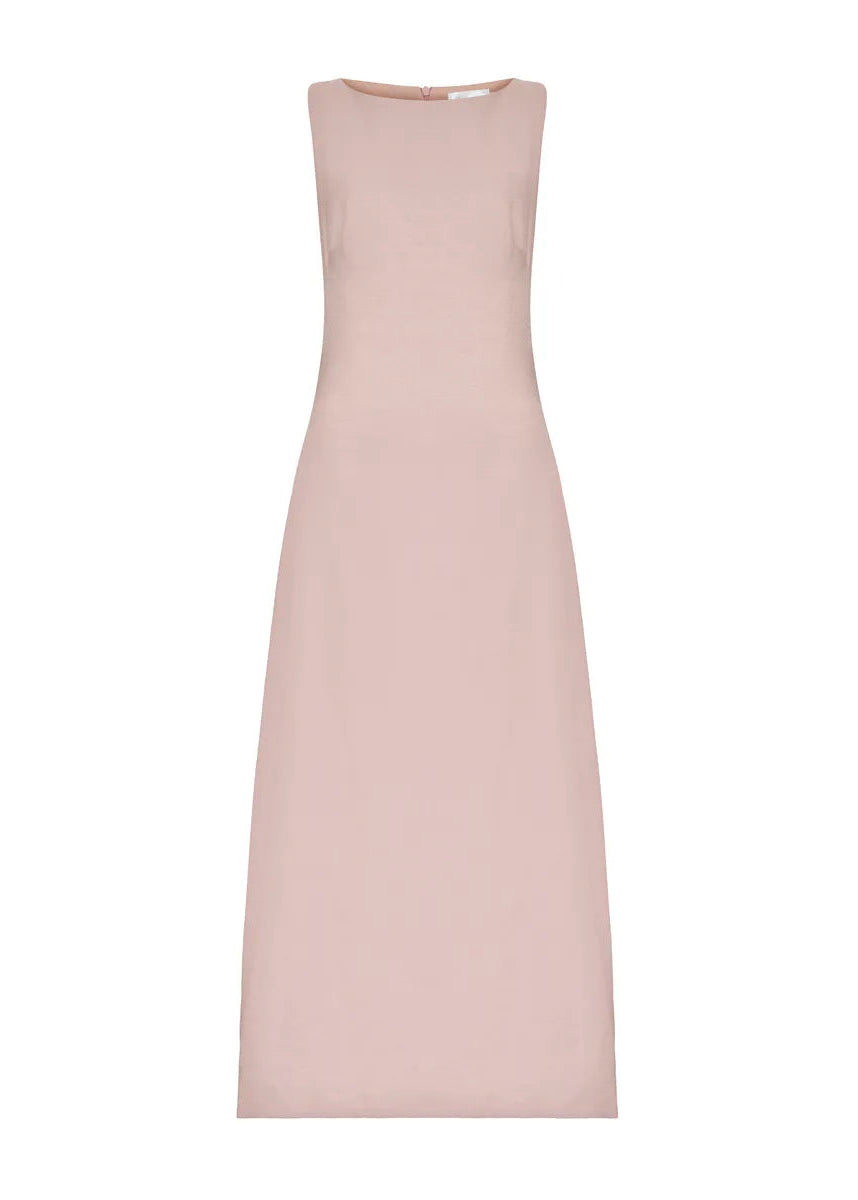 Pink sleeveless dress on a white background