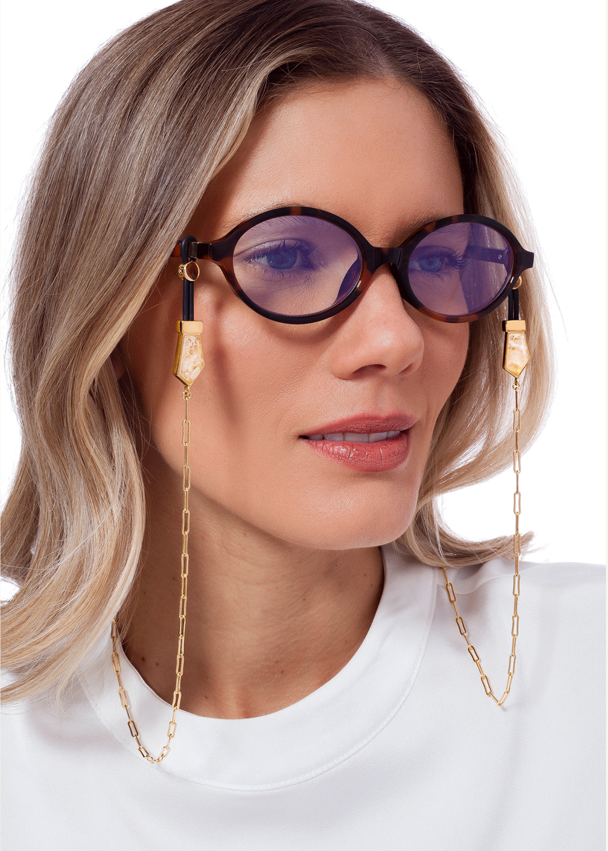 Prologo Eyeglass Chain - White Quartz