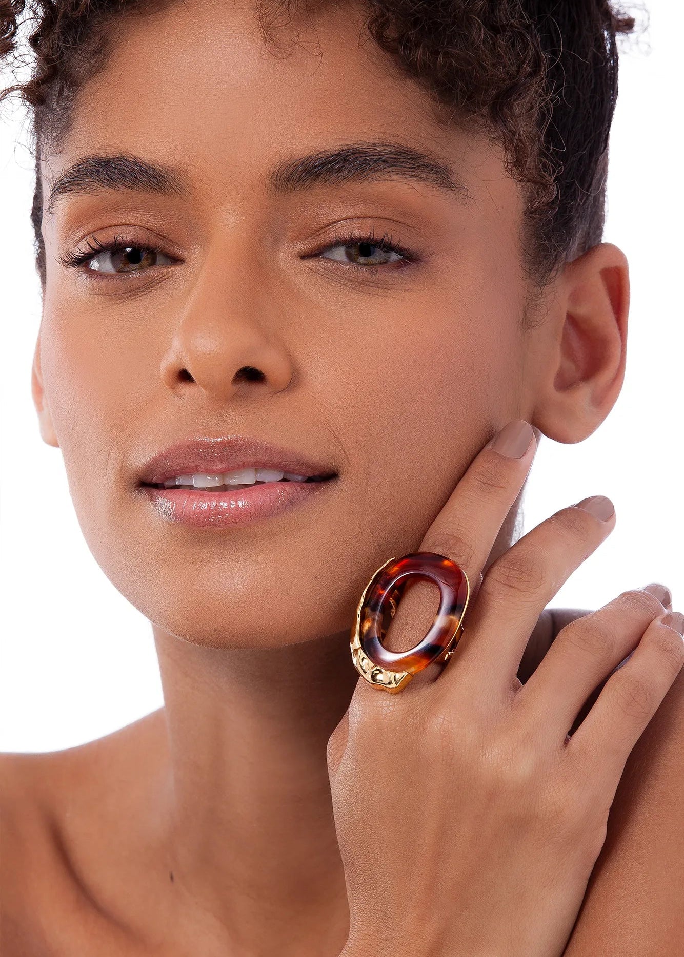 red agate gold plated ring