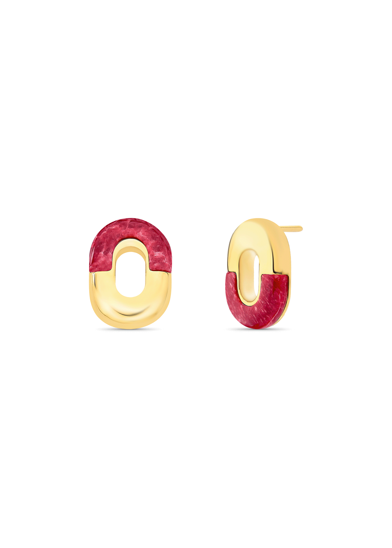 Red Feldspar Gold Plated Earring