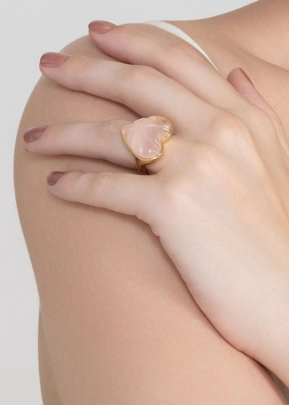 Rose Quartz Gold Plated Ring