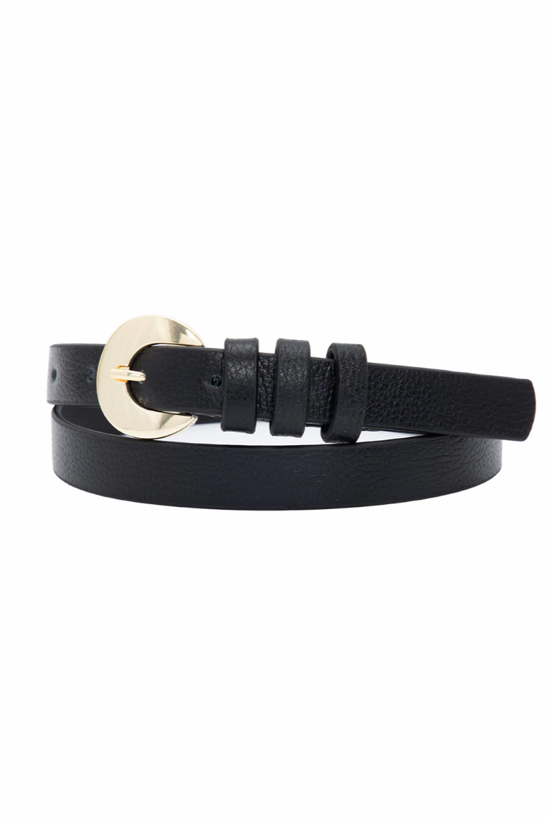 Round Buckle Leather Belt