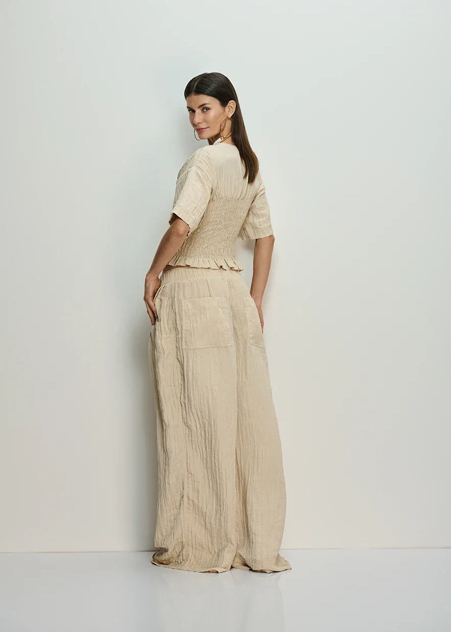 Sand gathered satin pants