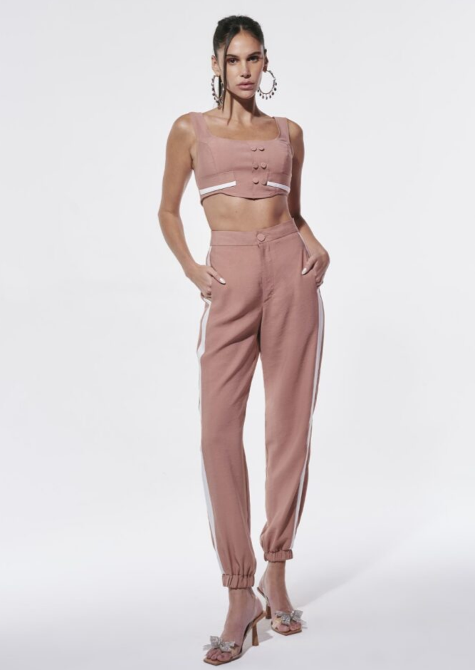 Rose & White Pants Set