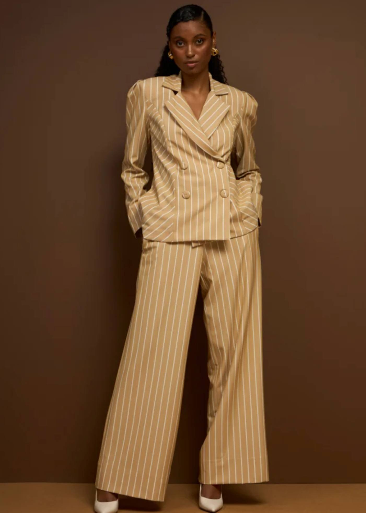 Pinstriped Tailored Blazer