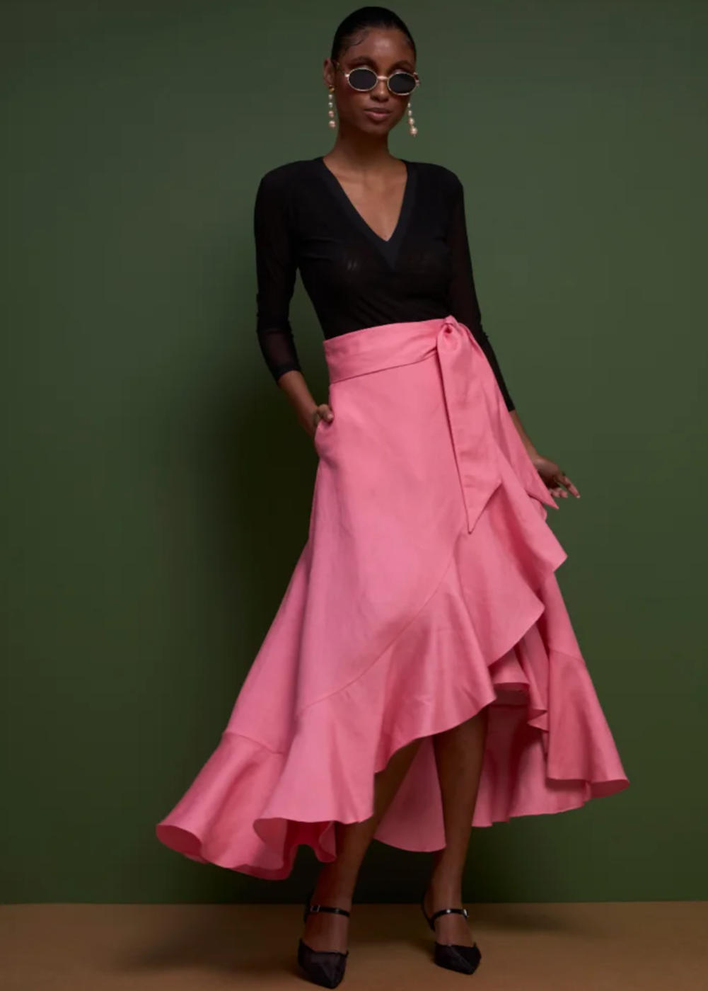 Midi Skirt With Ruffles