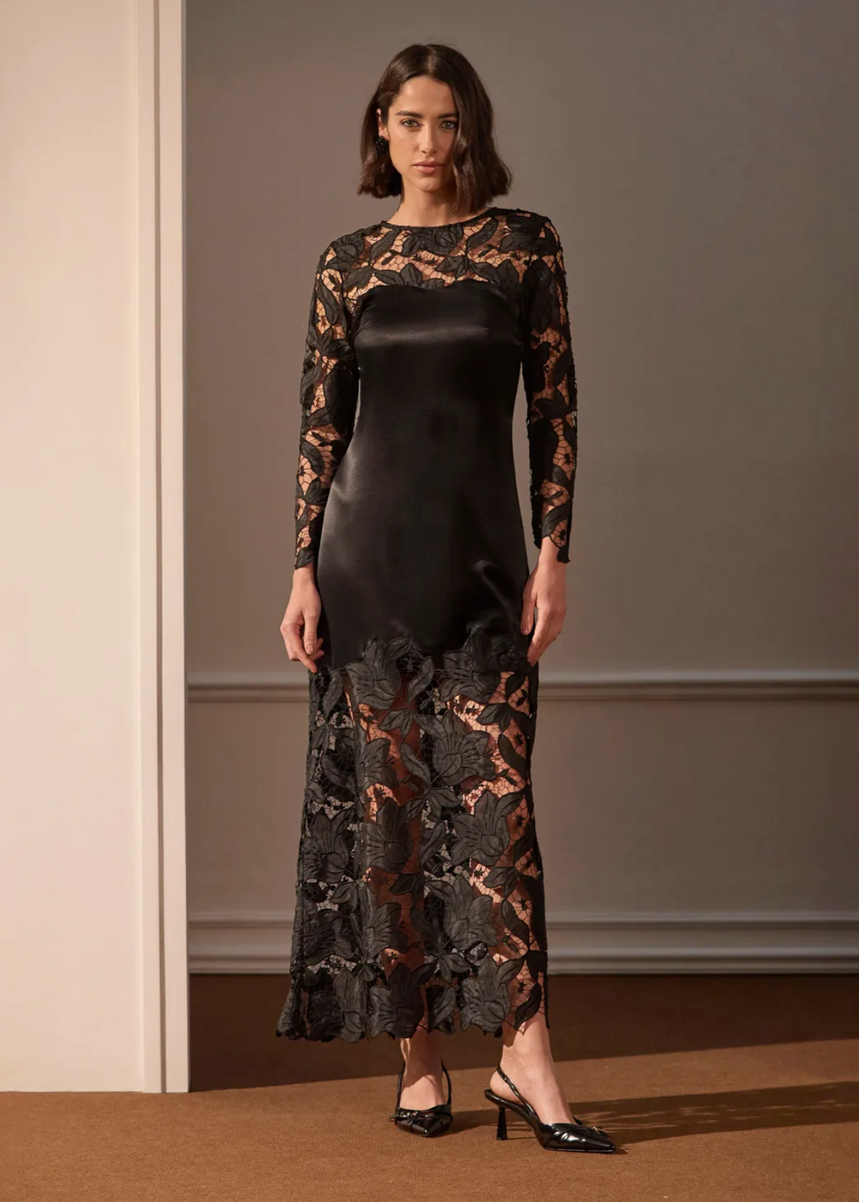Satin Embroidered Dress