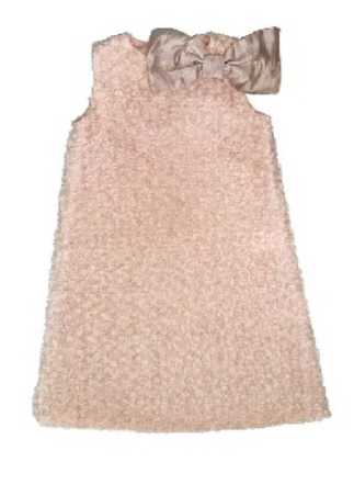 Pink dress with a bow on a white background