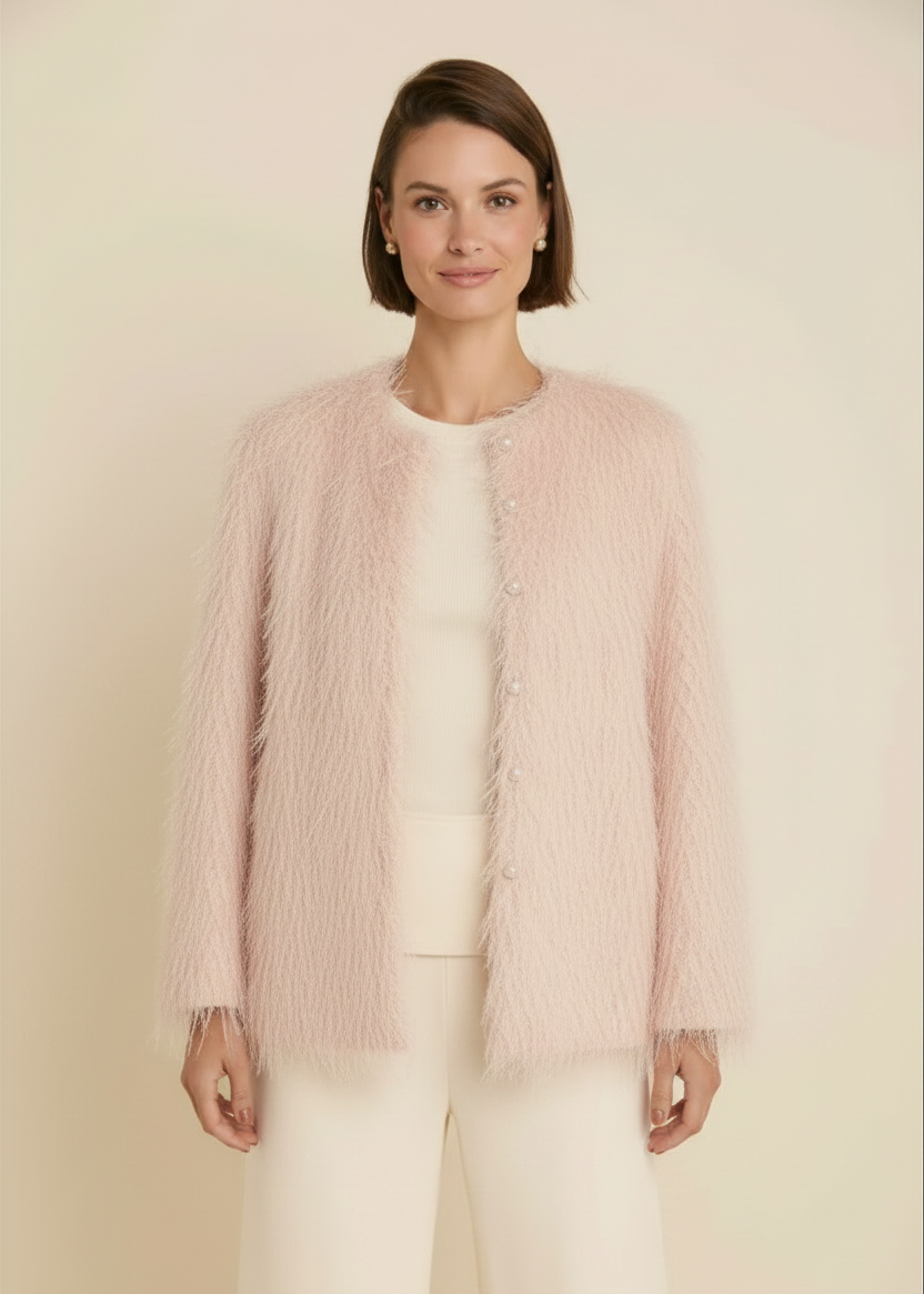 Pink Cardigan Feathers
