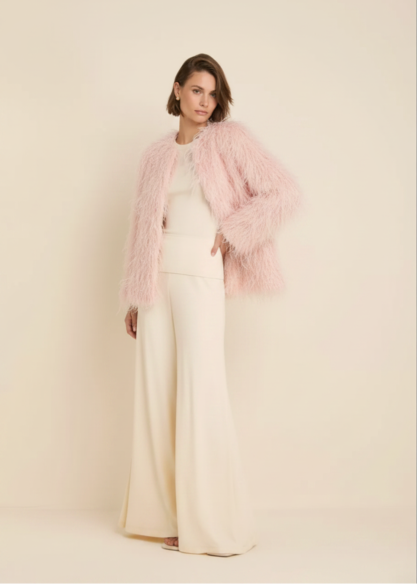 Pink Cardigan Feathers