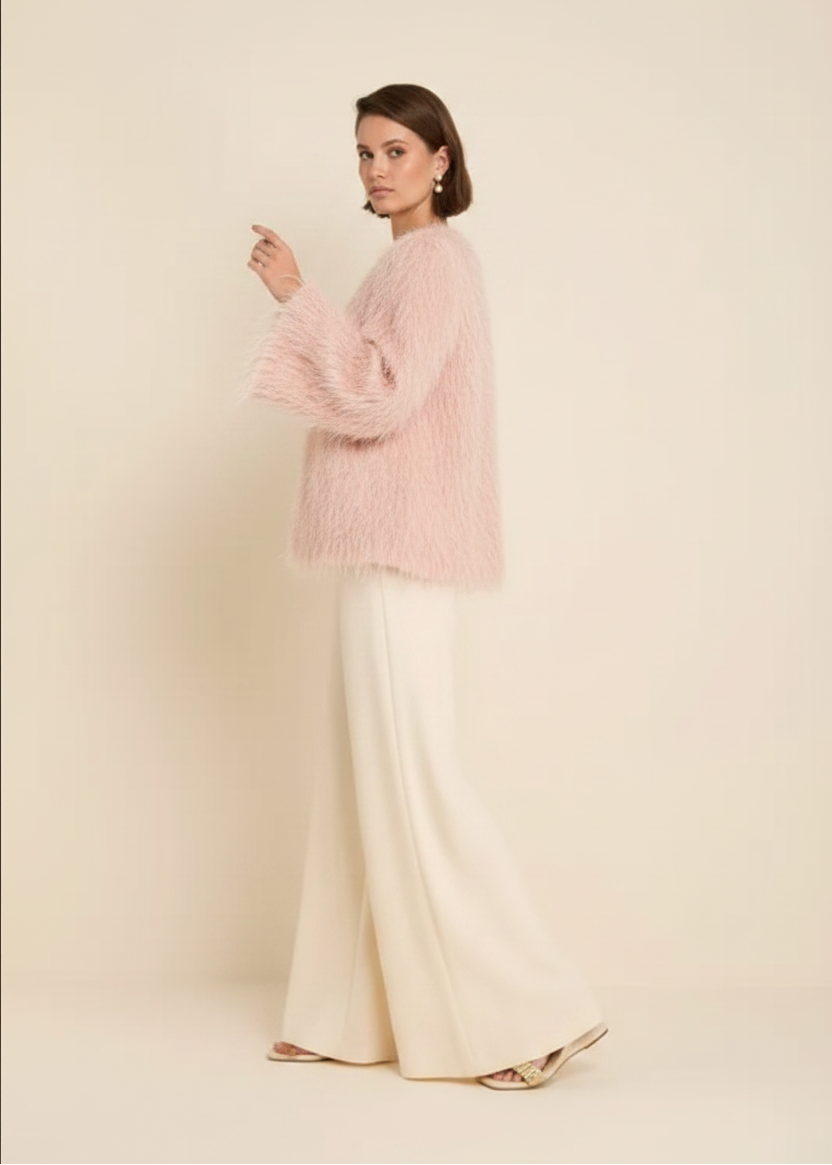 Pink Cardigan Feathers