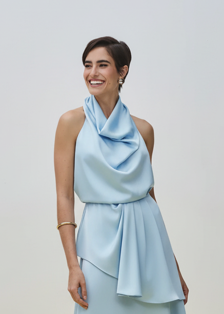 Baby Blue Halter Top Draping