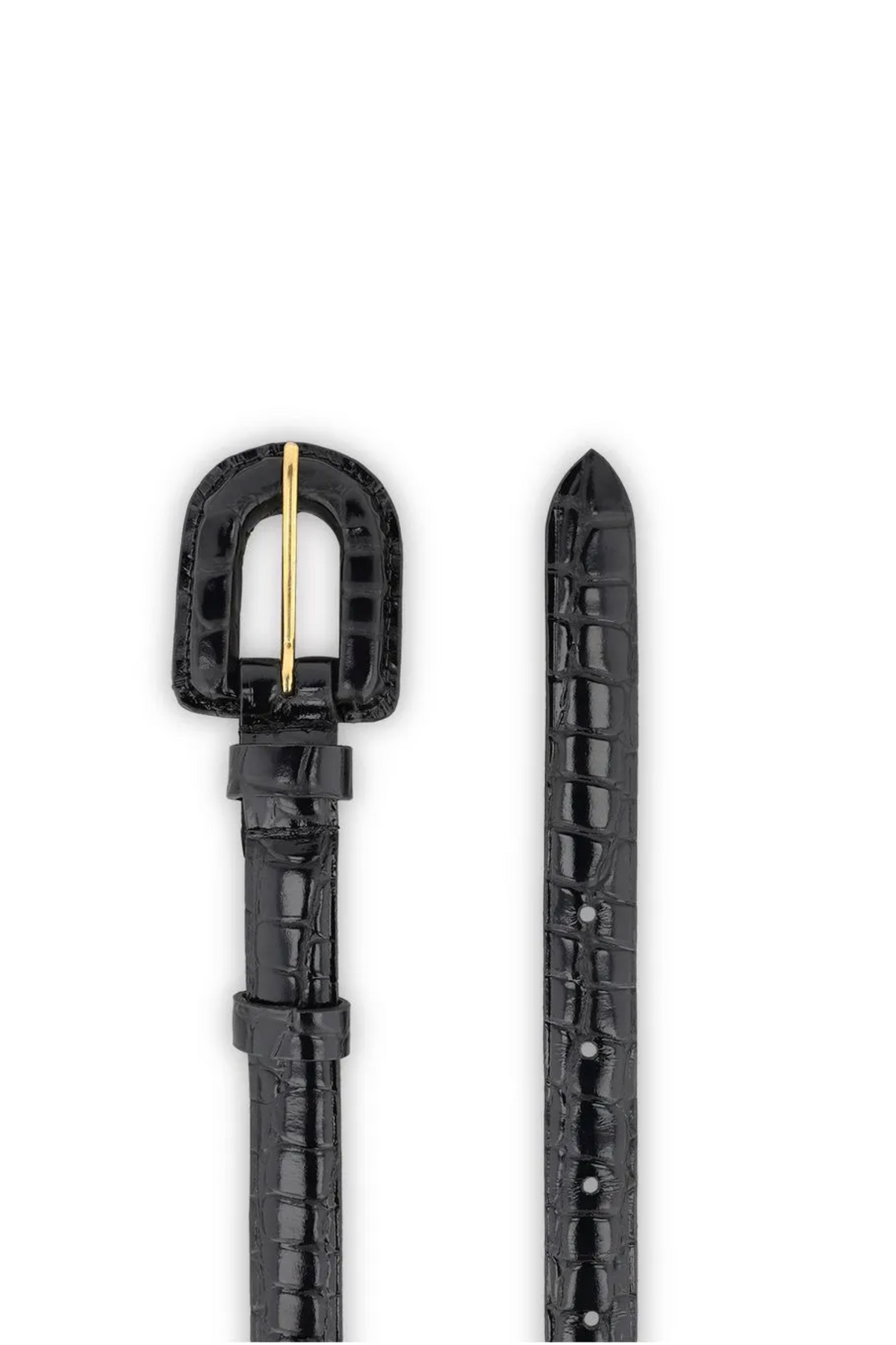 Black Paula Croc Belt