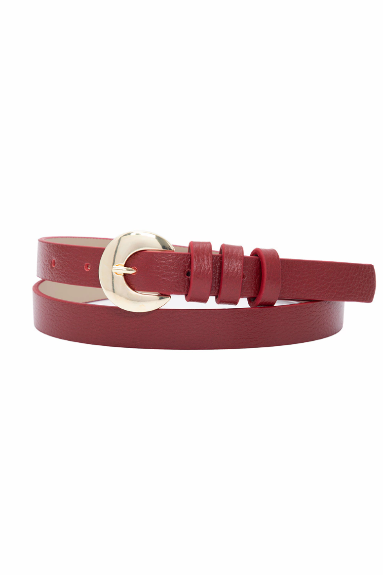 Round Buckle Leather Belt