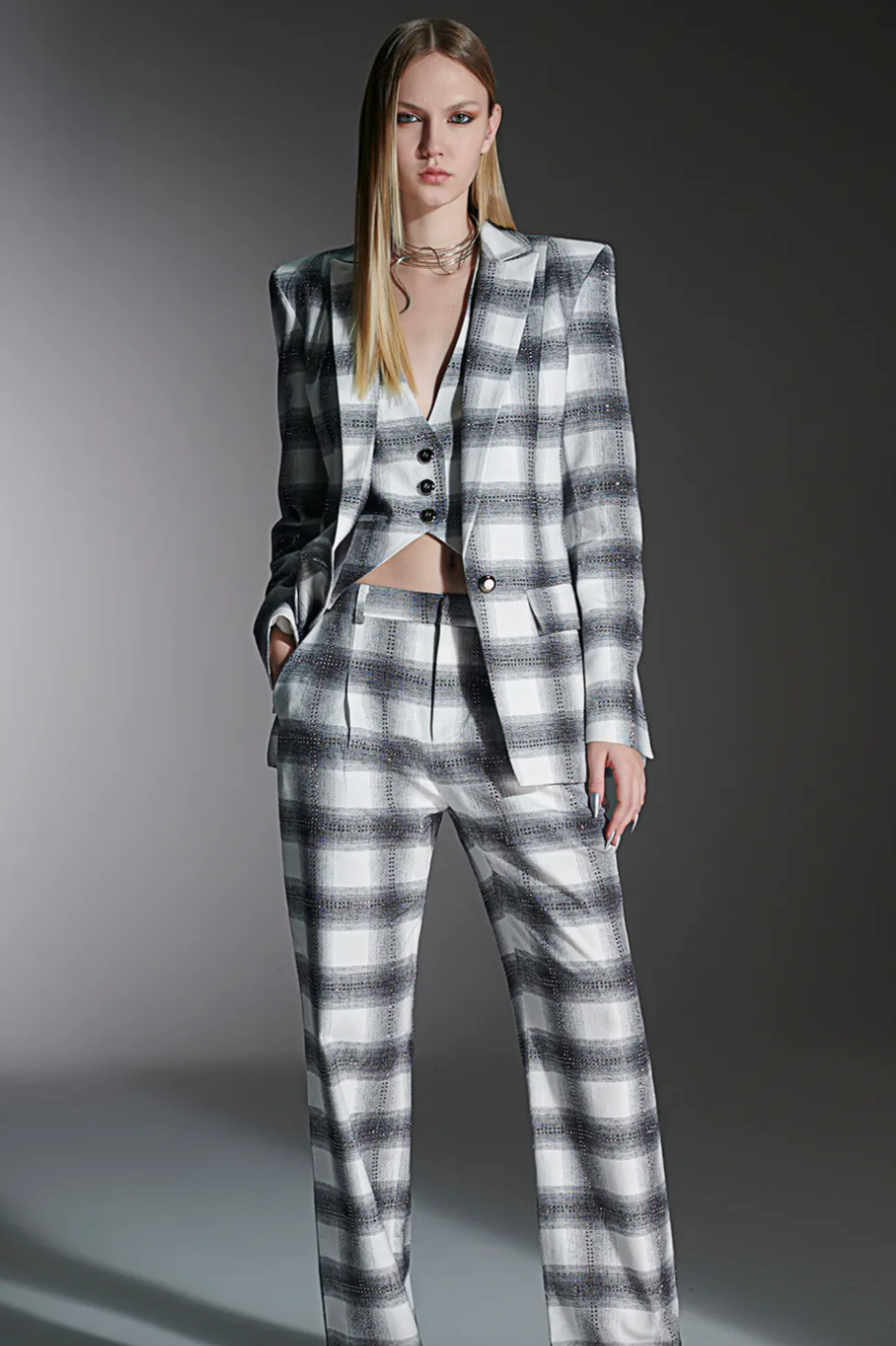 Set Checkered Vest and Pants