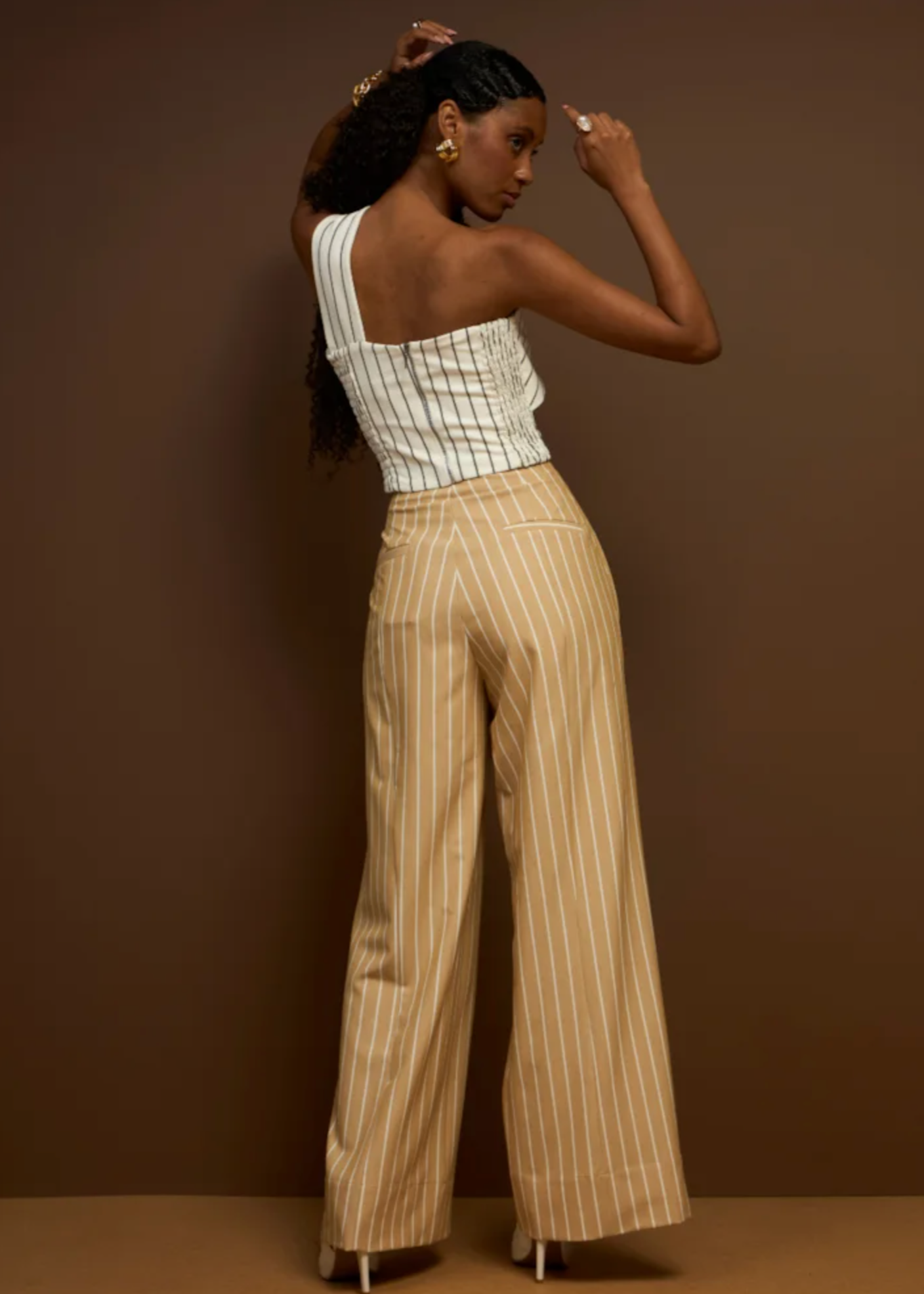 Pinstriped Tailored Crop Top