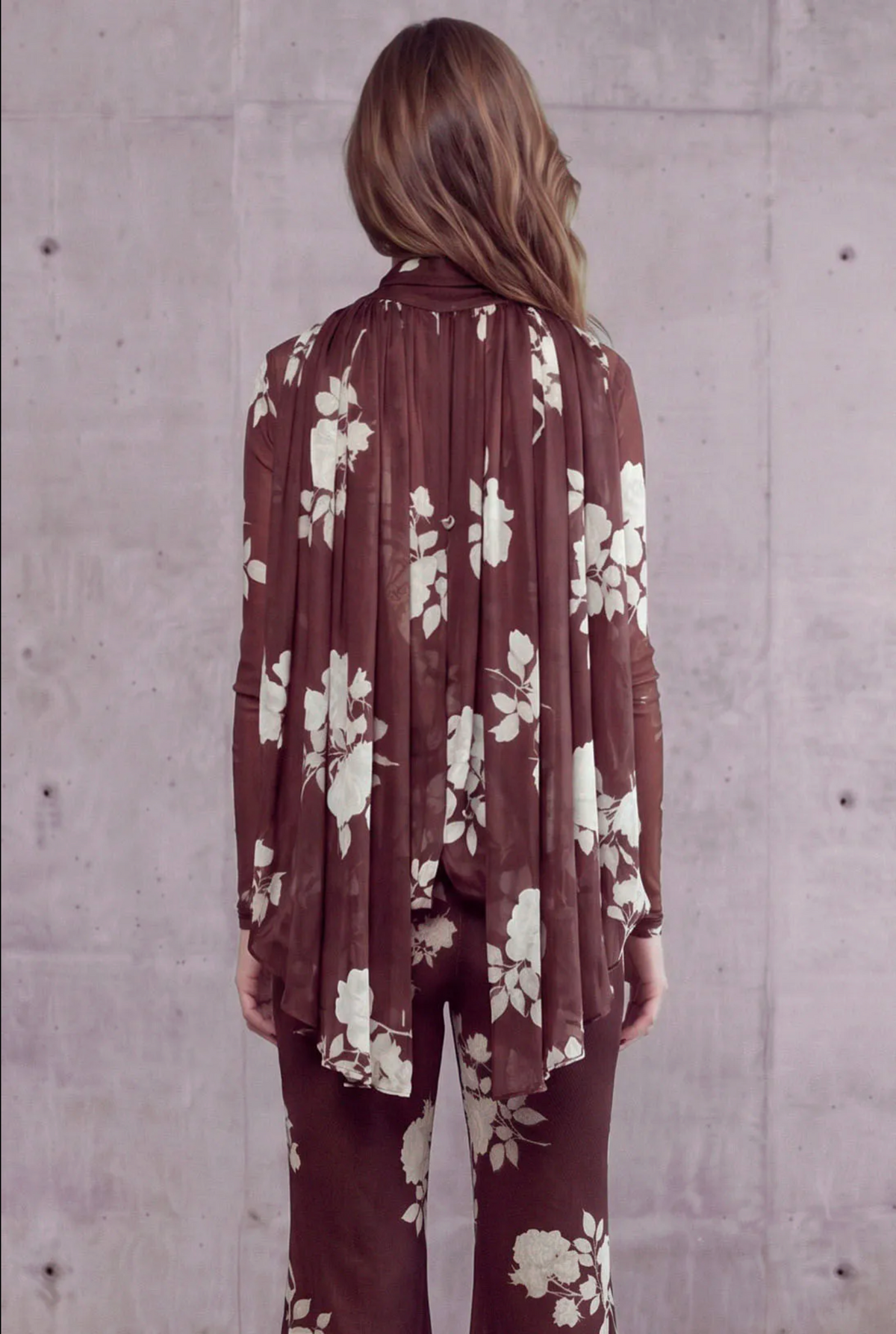 Bown Shadow Floral Blouse Scarf