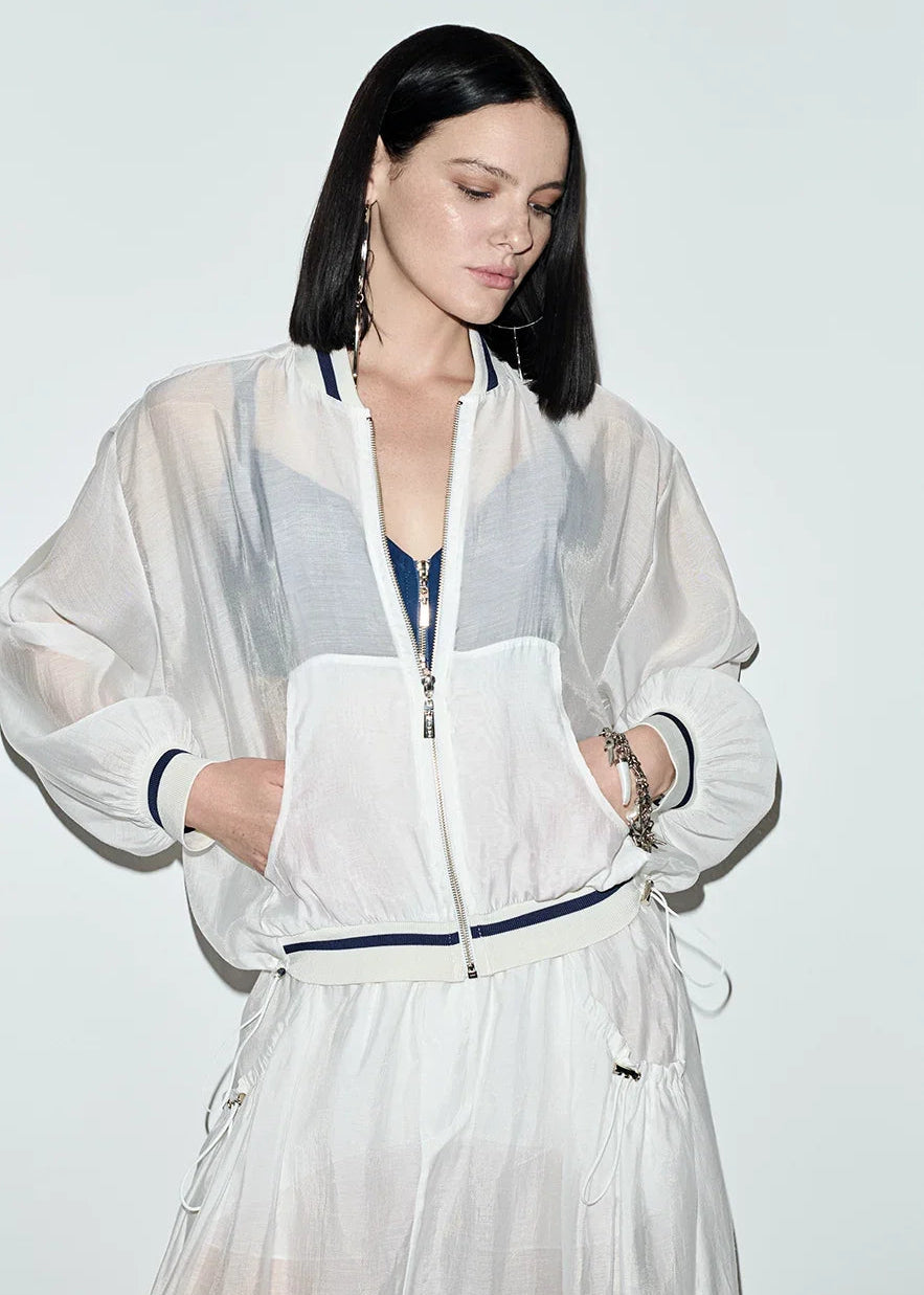 Sheer organza jacket side straps