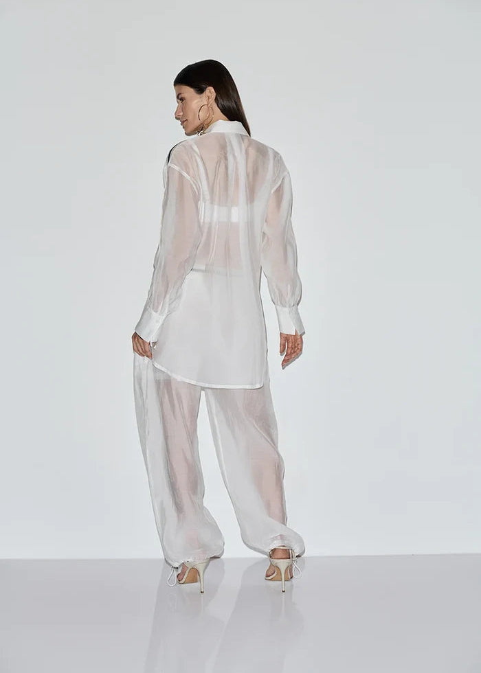 Sheer organza pants side straps