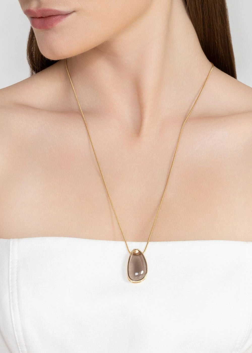 Smoky Quartz Gold Plated Necklace