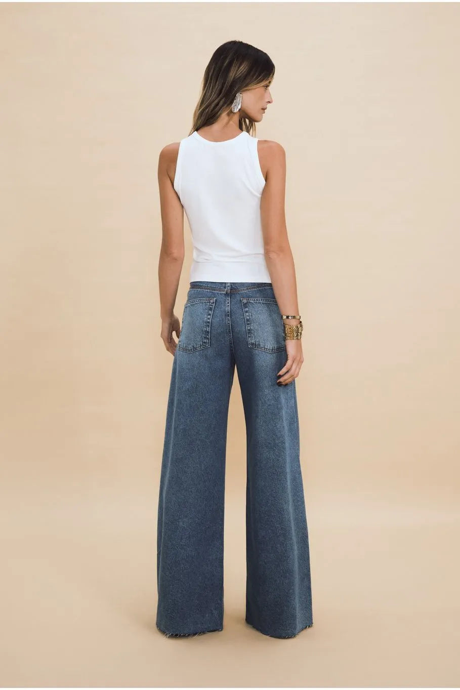 Stoned Wide Leg Jeans Pants