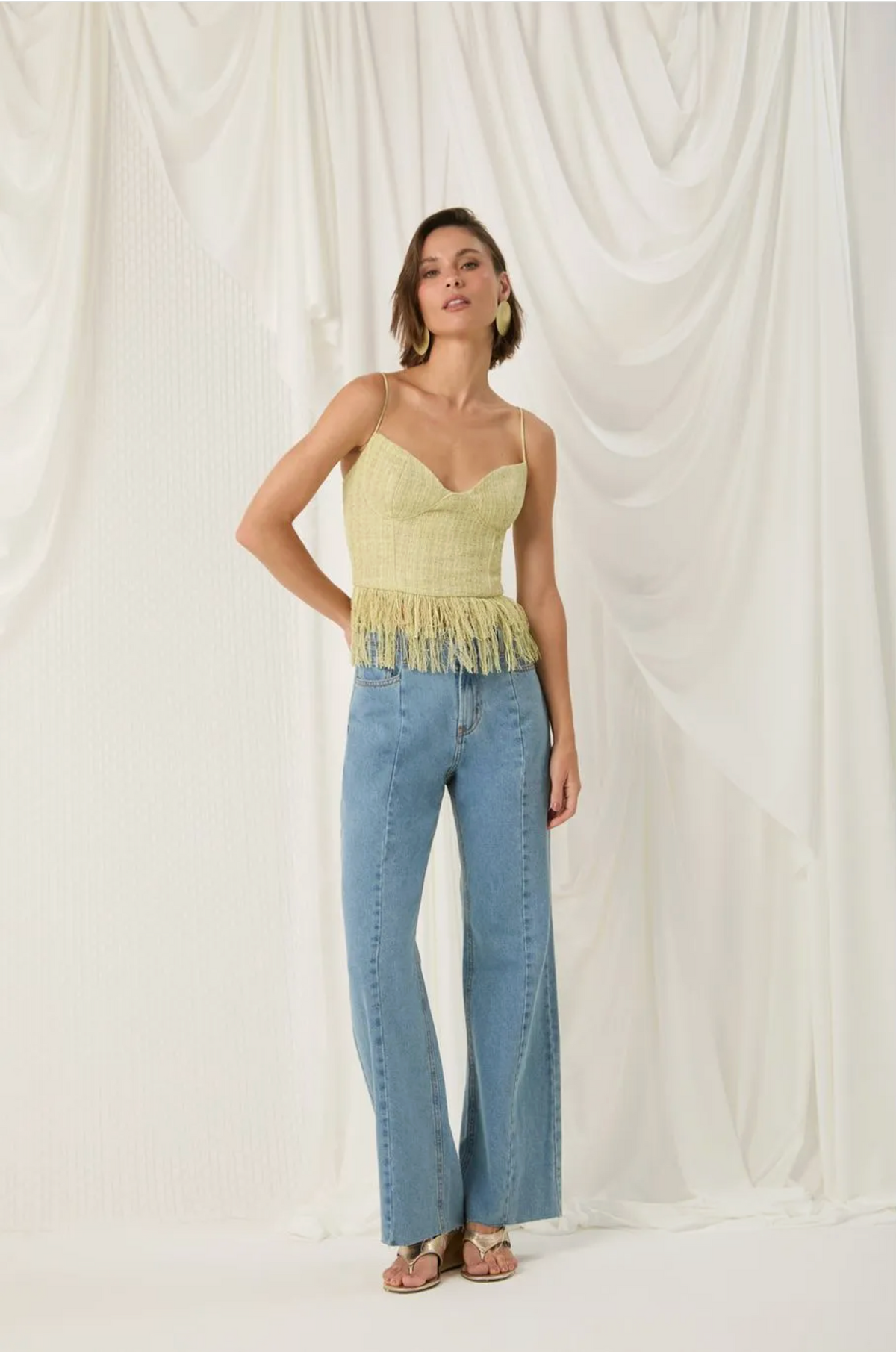 Tea tweed corset fringe